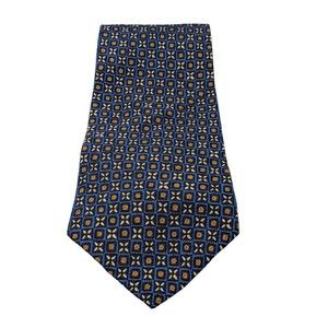 Palatina Men’s Neck Tie 100% Silk Made In USA Blue Geometric Abstract Print